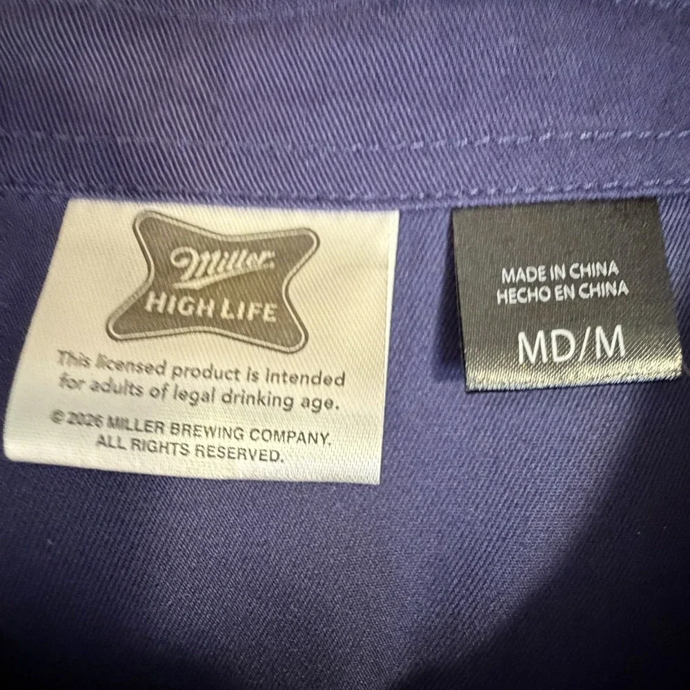 Miller High Life Men's Racing Short Sleeve Button Down Mechanic Shirt Size M
